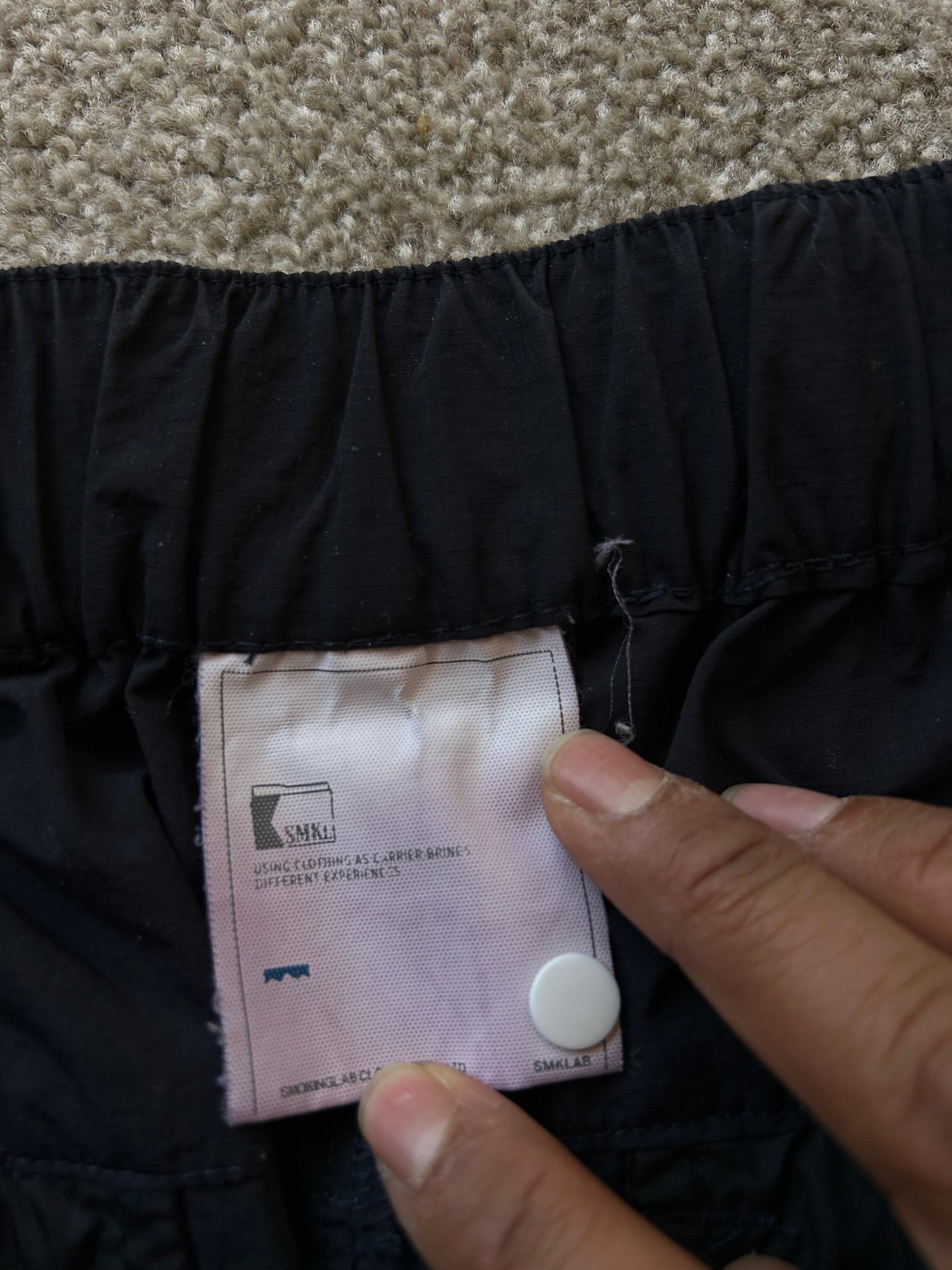 black extended waistband cargo pants in 100% Polyester Smoking Life
