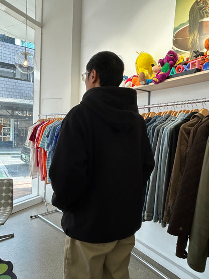 black Lower Billie hoodie featuring a tonal cursive logo on the chest.Large