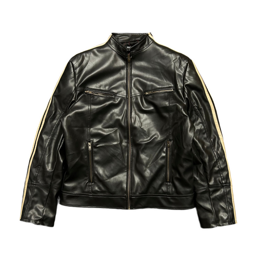 Biker Leather Jacket Medium Black
