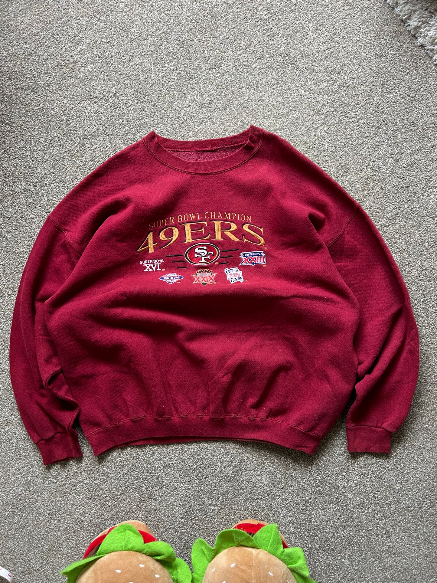 Vintage San Francisco 49ers 2XL Maroon Sweater Embroid