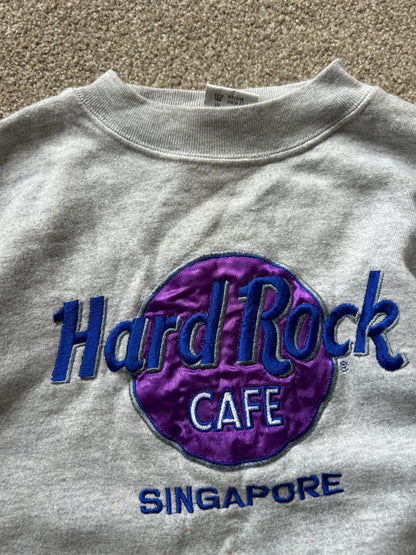 Vintage Hard Rock Cafe Singapore Embroidered  Grey Medium
