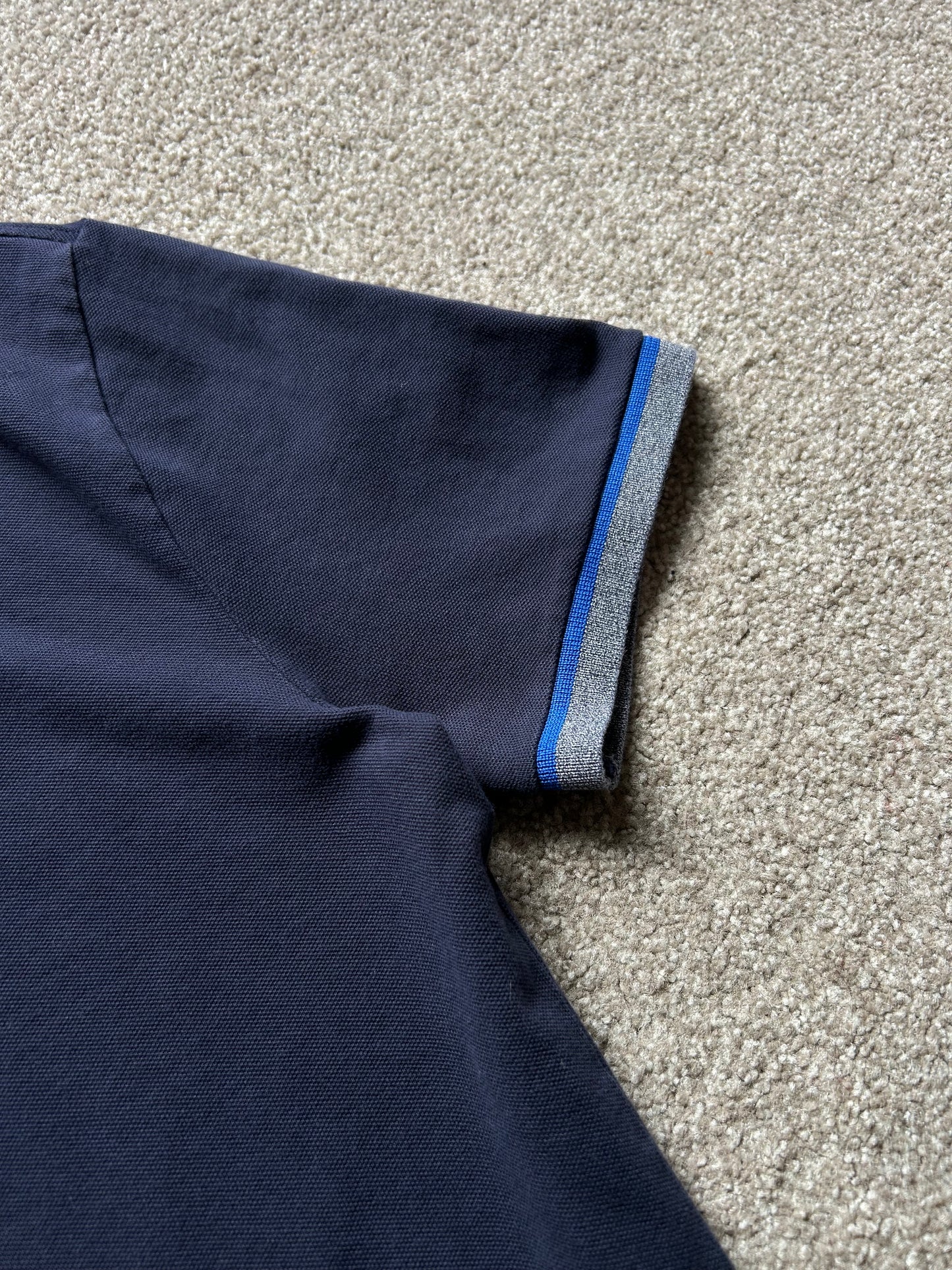 Men's Lacoste Polo Large Navy Blue Leather Patch