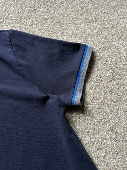 Men's Lacoste Polo Large Navy Blue Leather Patch