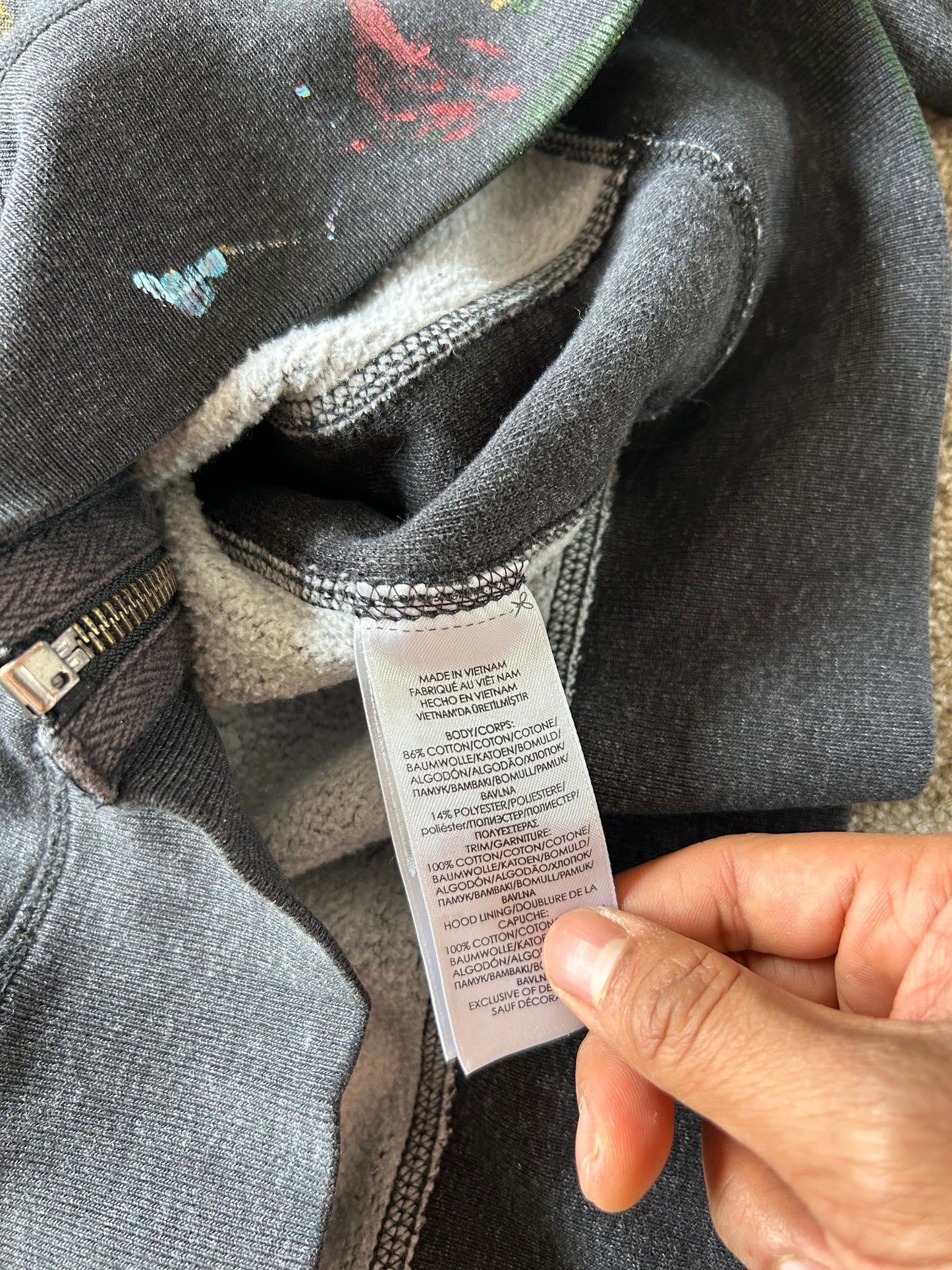 Ralph Lauren RL Custom Painted Grey Hoodie XL