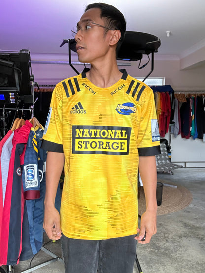 Adidas Hurricanes home rugby jersey in bold gold and shock yellow Large
