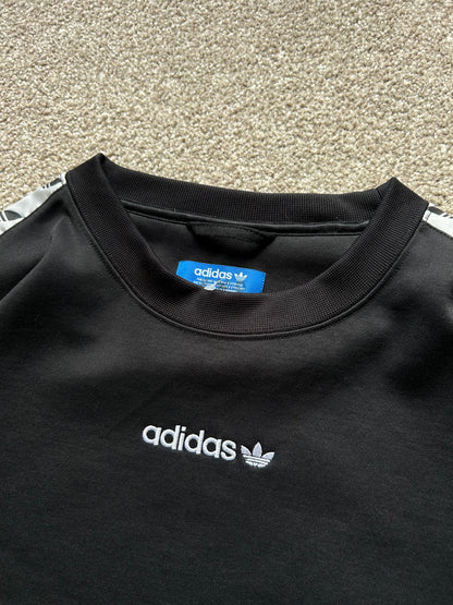 Adidas Trefoil Black and White Taped Crewneck Sweatshirt