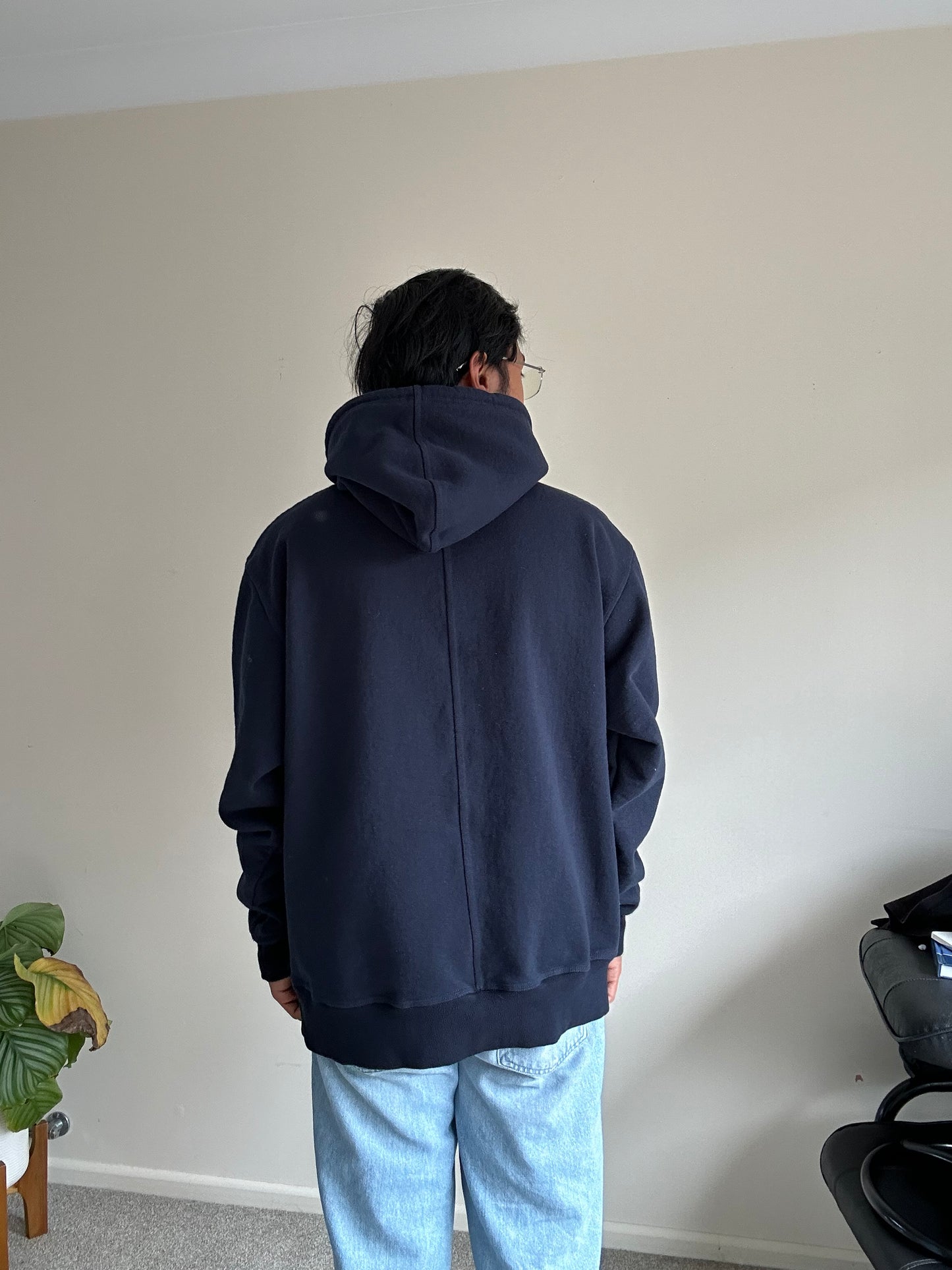 I Love Ugly Box Hood in the midnight navy Hoodie Large