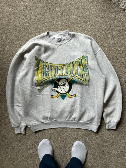Vintage Mighty Ducks Sweater NHL Grey XL