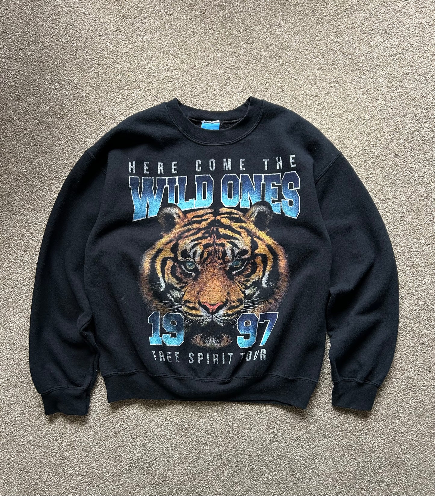 Vintage 1997 Here Come the Wild Ones Sweatshirt Medium Black