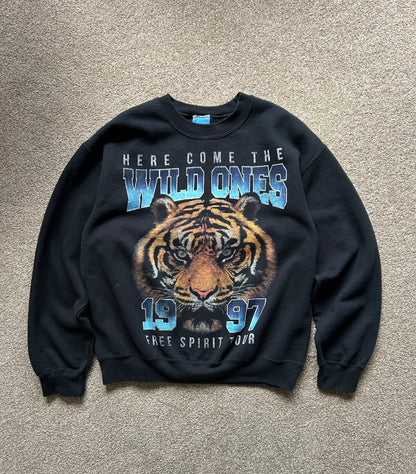 Vintage 1997 Here Come the Wild Ones Sweatshirt Medium Black