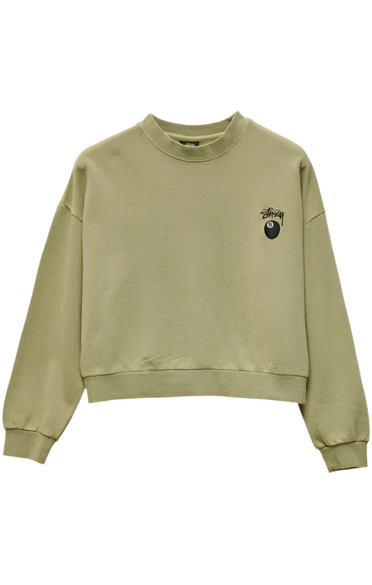 Stussy 8 Ball Cropped Crewneck Moss Green size 14