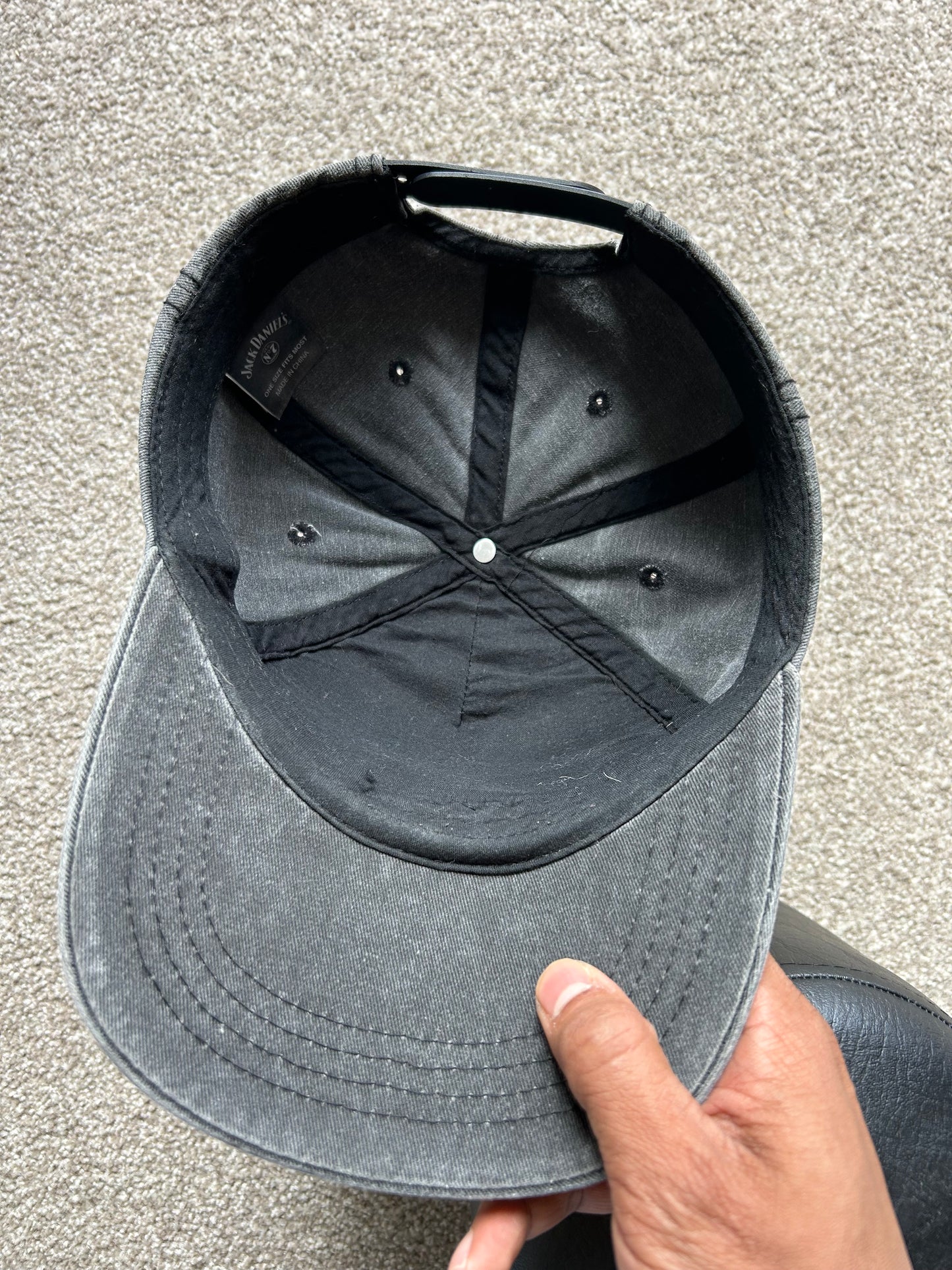 gray Jack Daniel's Old No. 7 Brand baseball cap with black embroidered logos OSFA