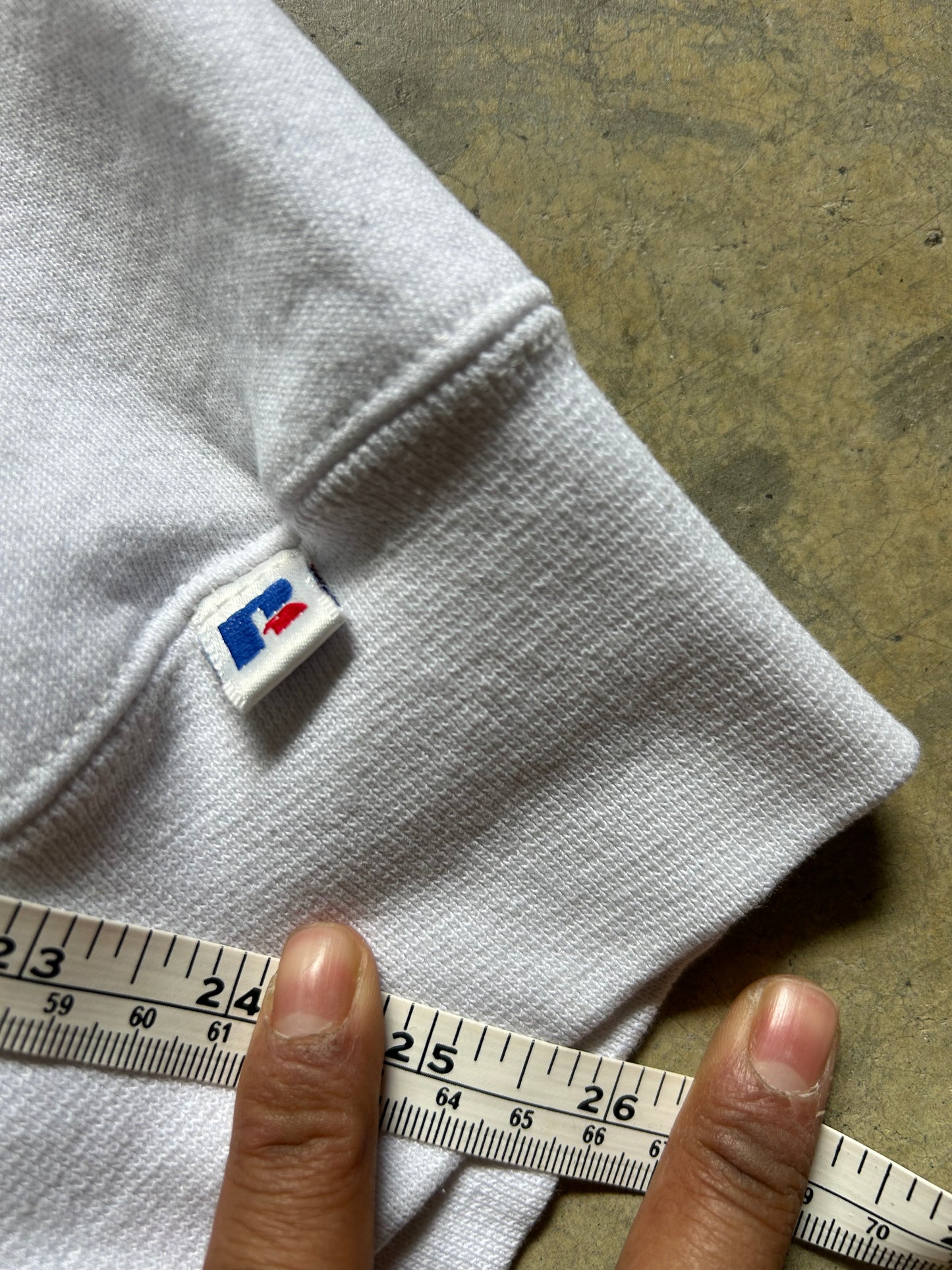 vintage Russell Athletic USA flag embroidered crewneck sweatshirt Large White