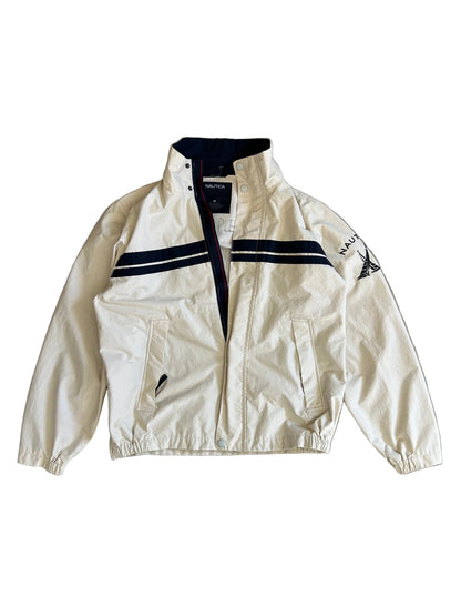 vintage Nautica Competition white and navy blue sailing windbreaker jacket Medium