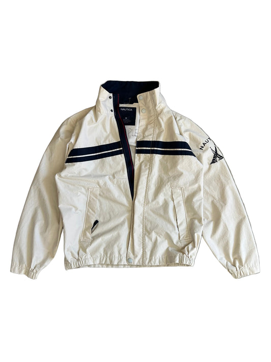 vintage Nautica Competition white and navy blue sailing windbreaker jacket Medium