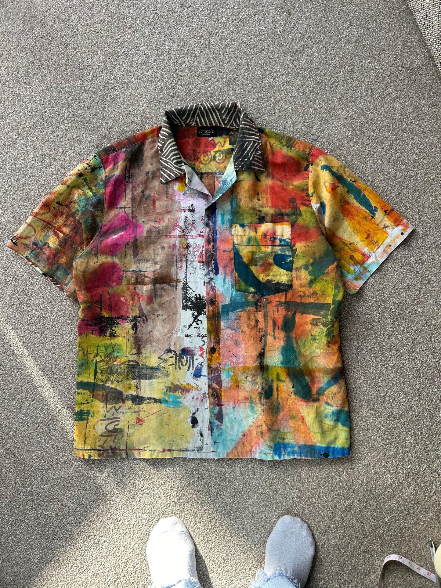 Kay George Button Down Polo Hand Painted Large