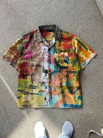 Kay George Button Down Polo Hand Painted Large