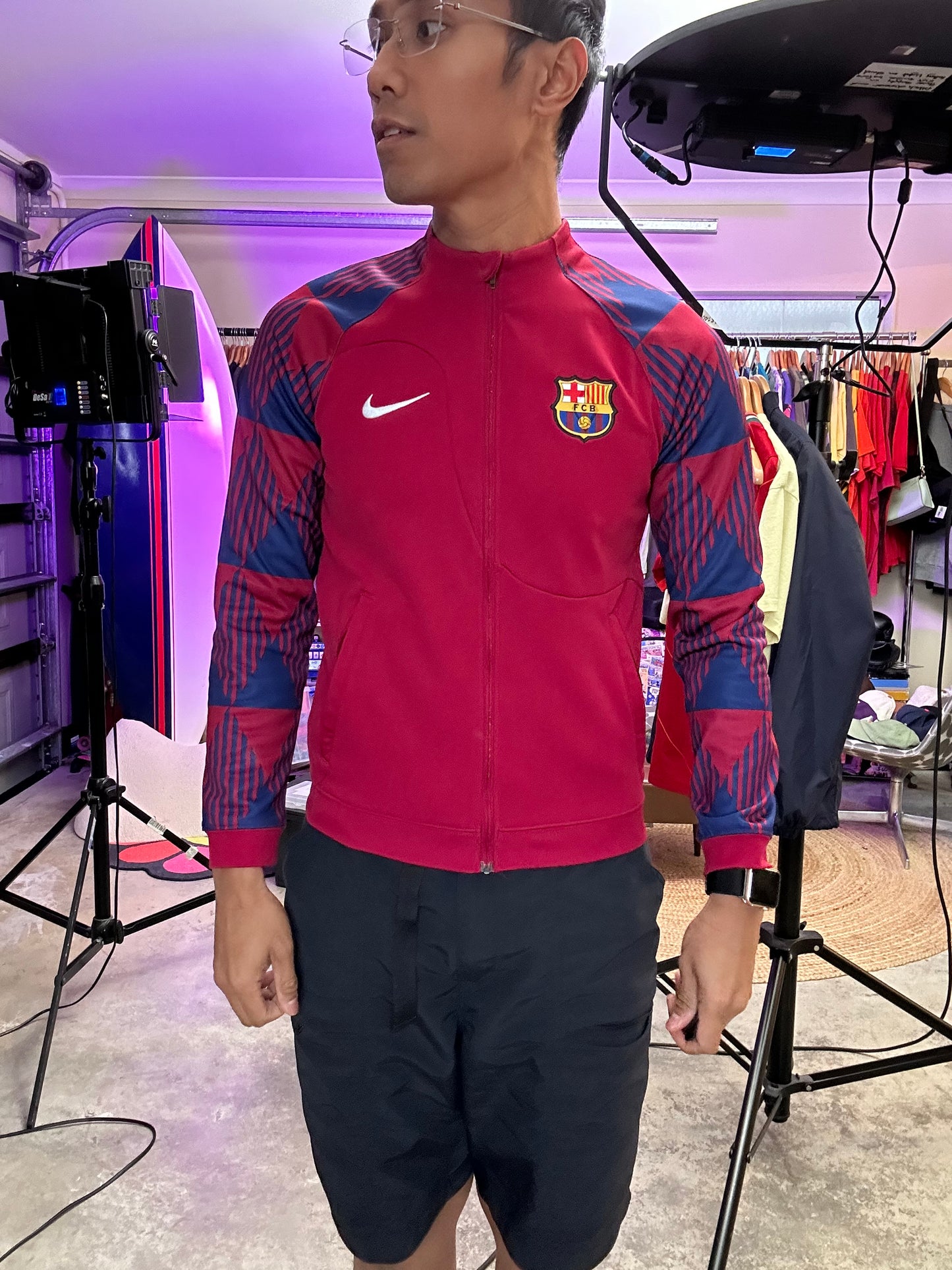 Nike Barcelona Academy Pro Anthem training jacket in noble red and deep royal blue XS