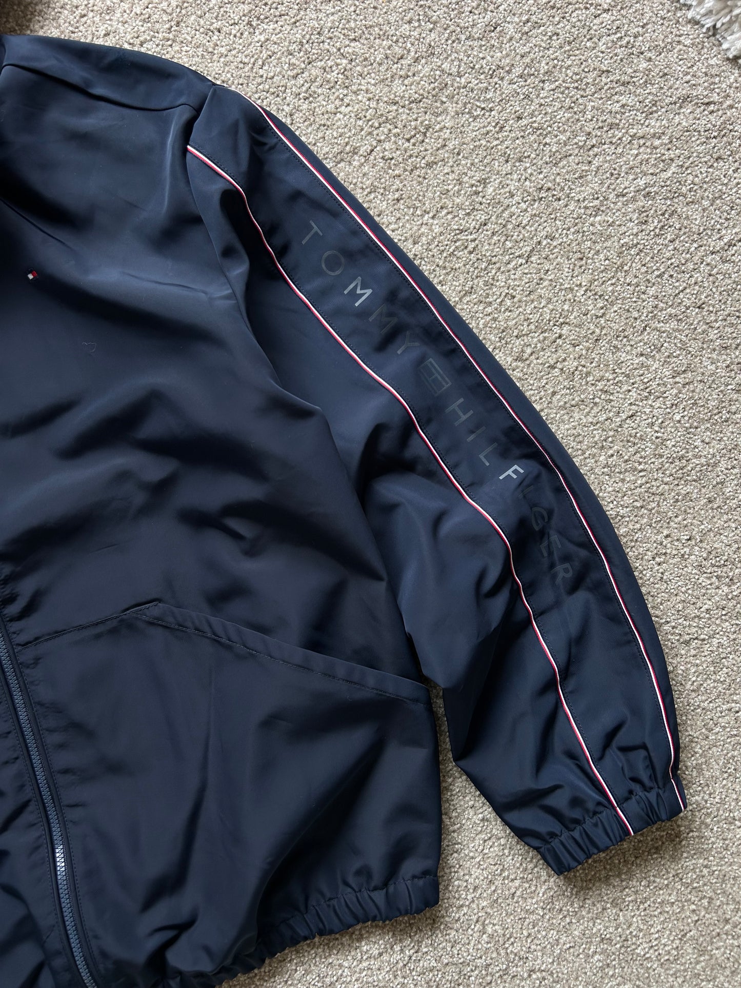 Tommy Hilfiger Windbreaker Hoodie Jacket Small Navy Blue