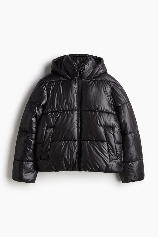 H&M Black Medium HOODED PUFFER JACKET