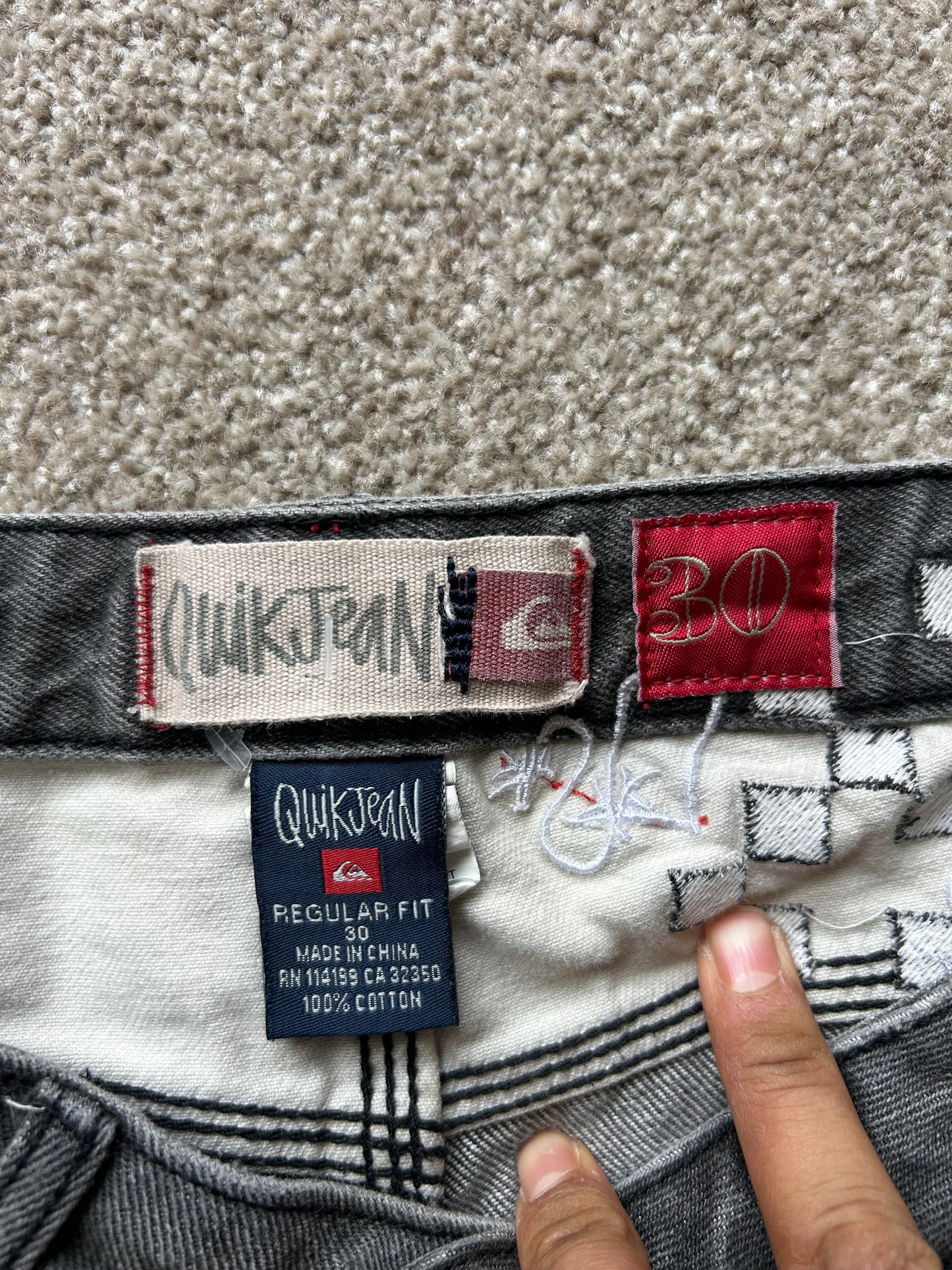 Y2K Quiksilver Black Straight Denim Jeans size 30