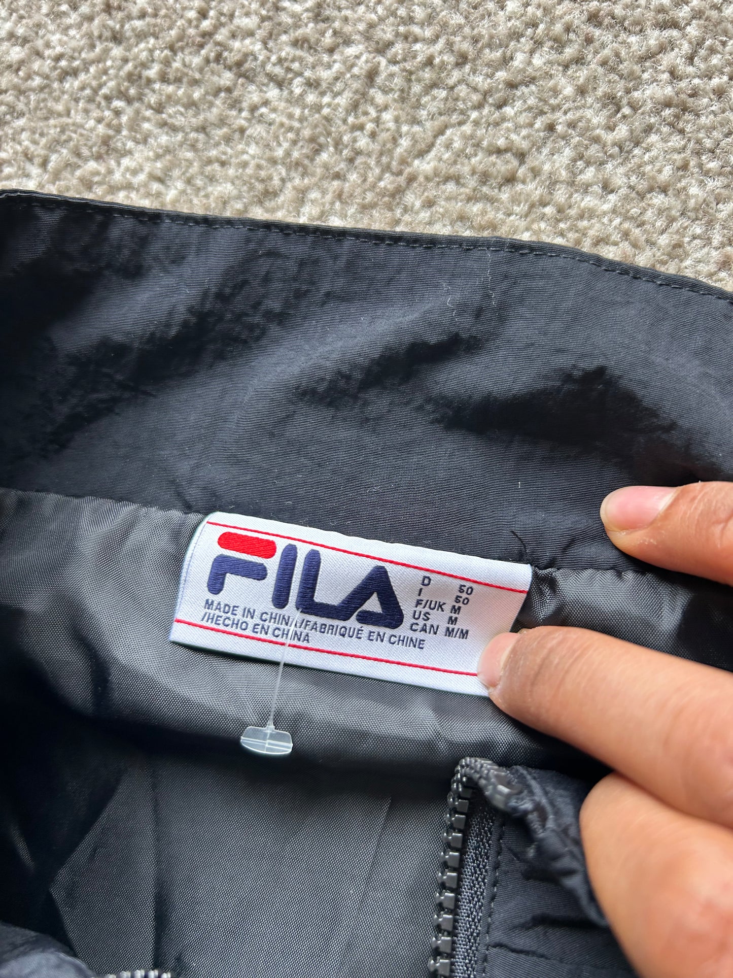 Fila Black and Yellow Nylon Sports Jacket Medium