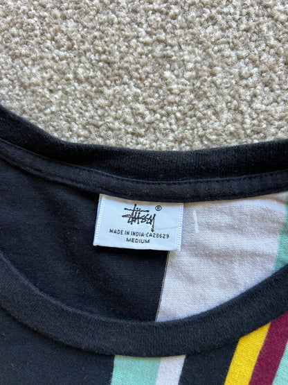 Stüssy International Centered Logo T-shirt in a vertical striped colorway Medium Black
