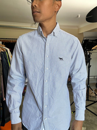 men's long-sleeve striped button-down shirt by Rodd & Gunn Oxford Small