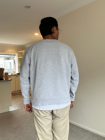 Lacoste crew neck sweatshirt in grey organic brushed cotton Medium