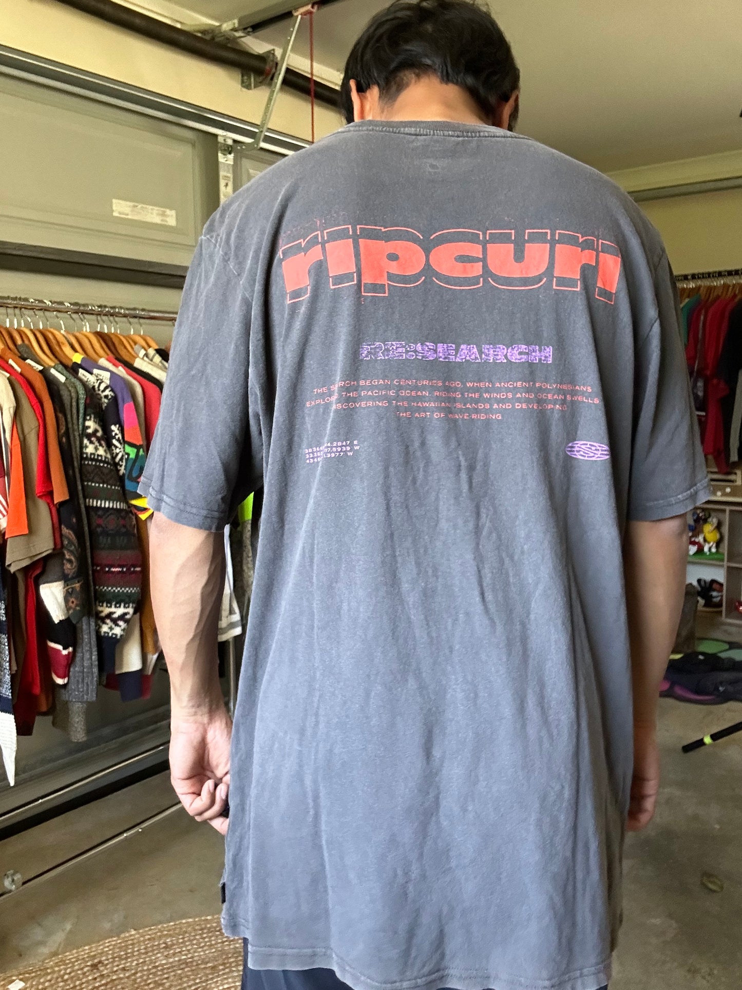 Rip Curl Super Computer Research T-Shirt featuring a graphic print XL Grey