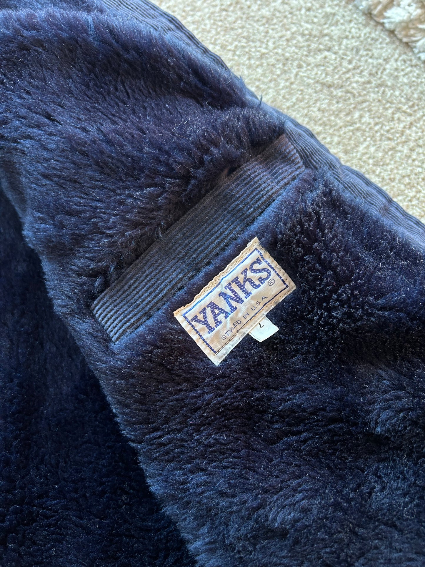 Yanks Navy Blue Jacket Corduroy Large Made in USA