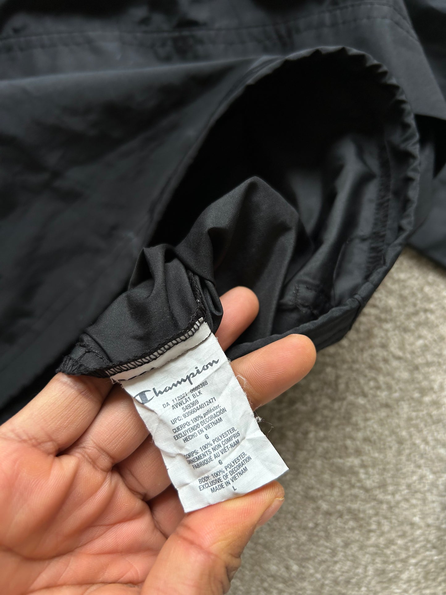 Champion Black Windbreaker Half Zip XL