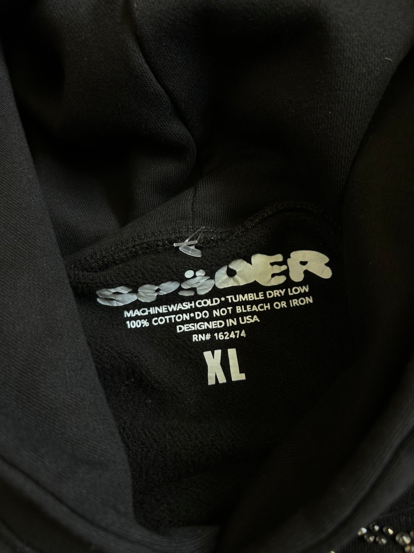 Sp5der OG Rhinestone Logo Hoodie in black XL