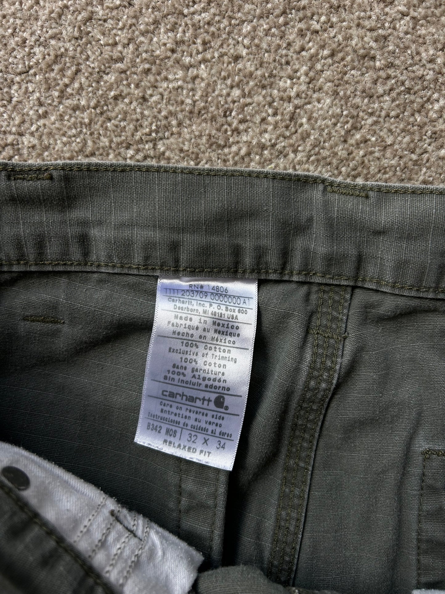 Vintage Carhartt Moss Green Pants size 32 waist 42 Length