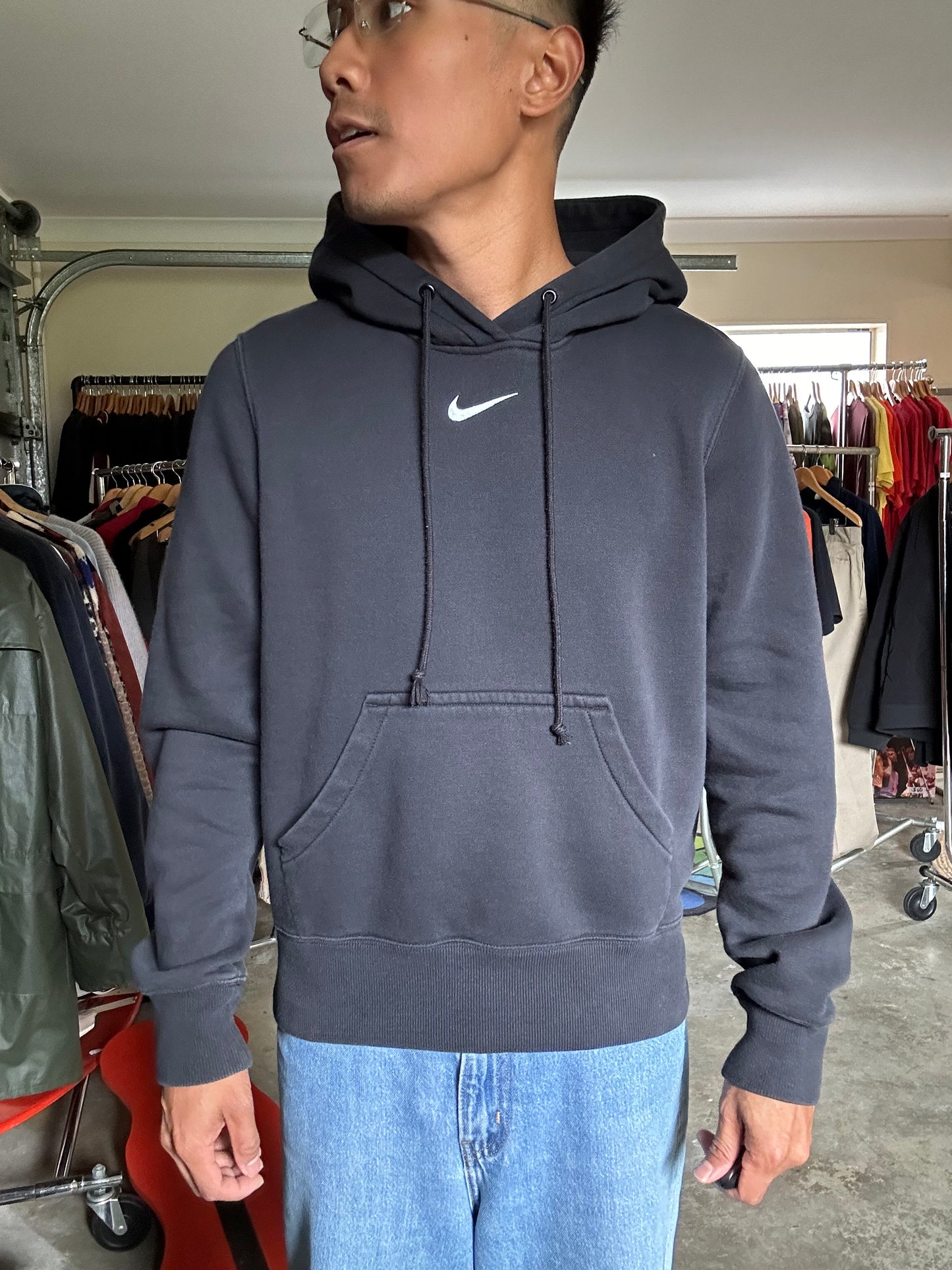 Nike Center Swoosh Black Hoodie Small