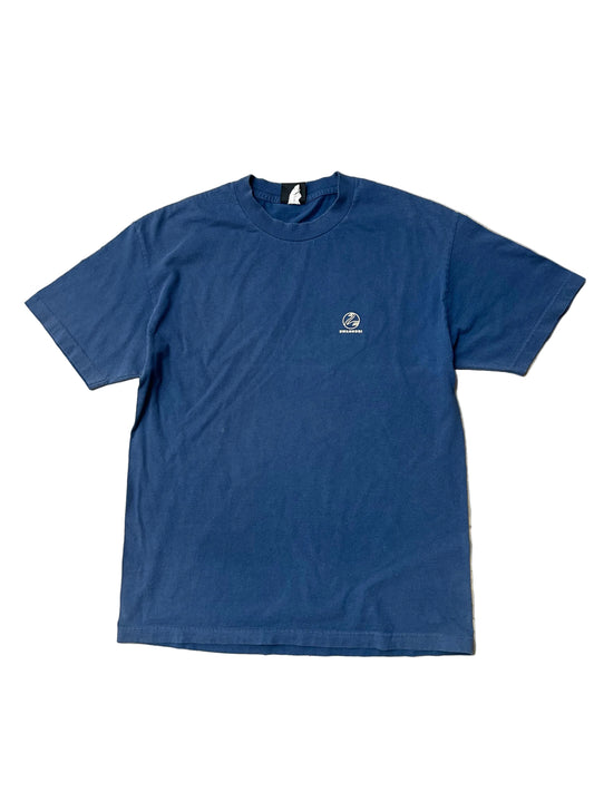 Vintage blue Swanndri t-shirt features a "Head Office" graphic print on the back Large