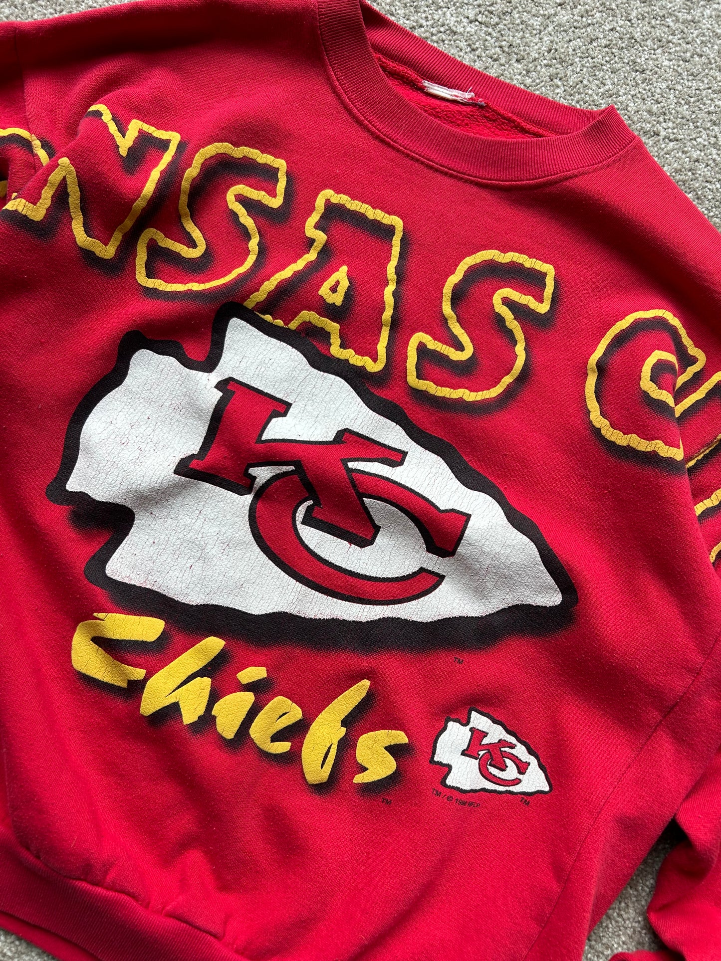 Vintage Kansas City Chiefs Sweater Made in USA Red Medium 1996