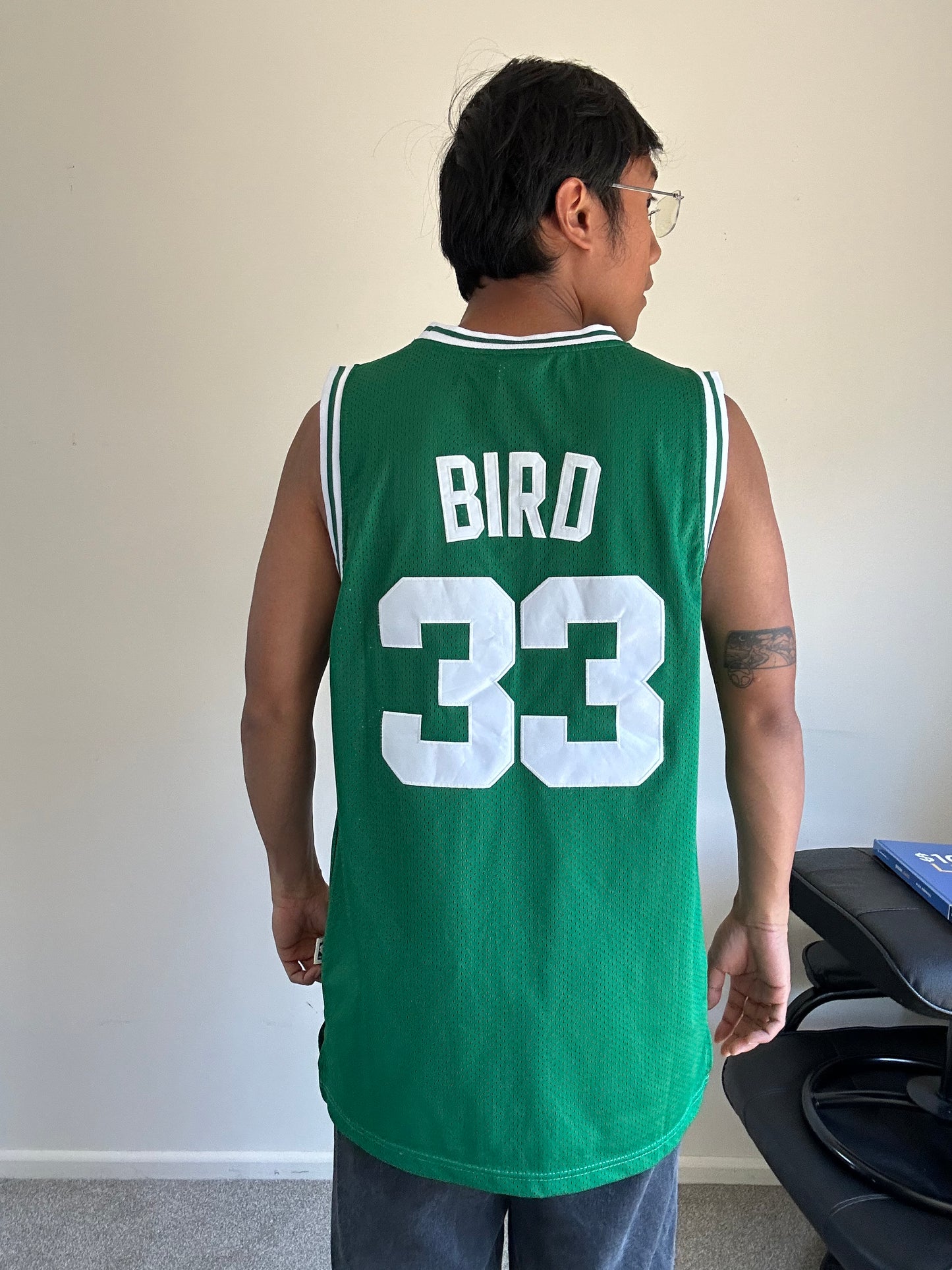 Adidas Larry Bird Boston Celtics #33 Hardwood Classics Swingman jersey in green, size small