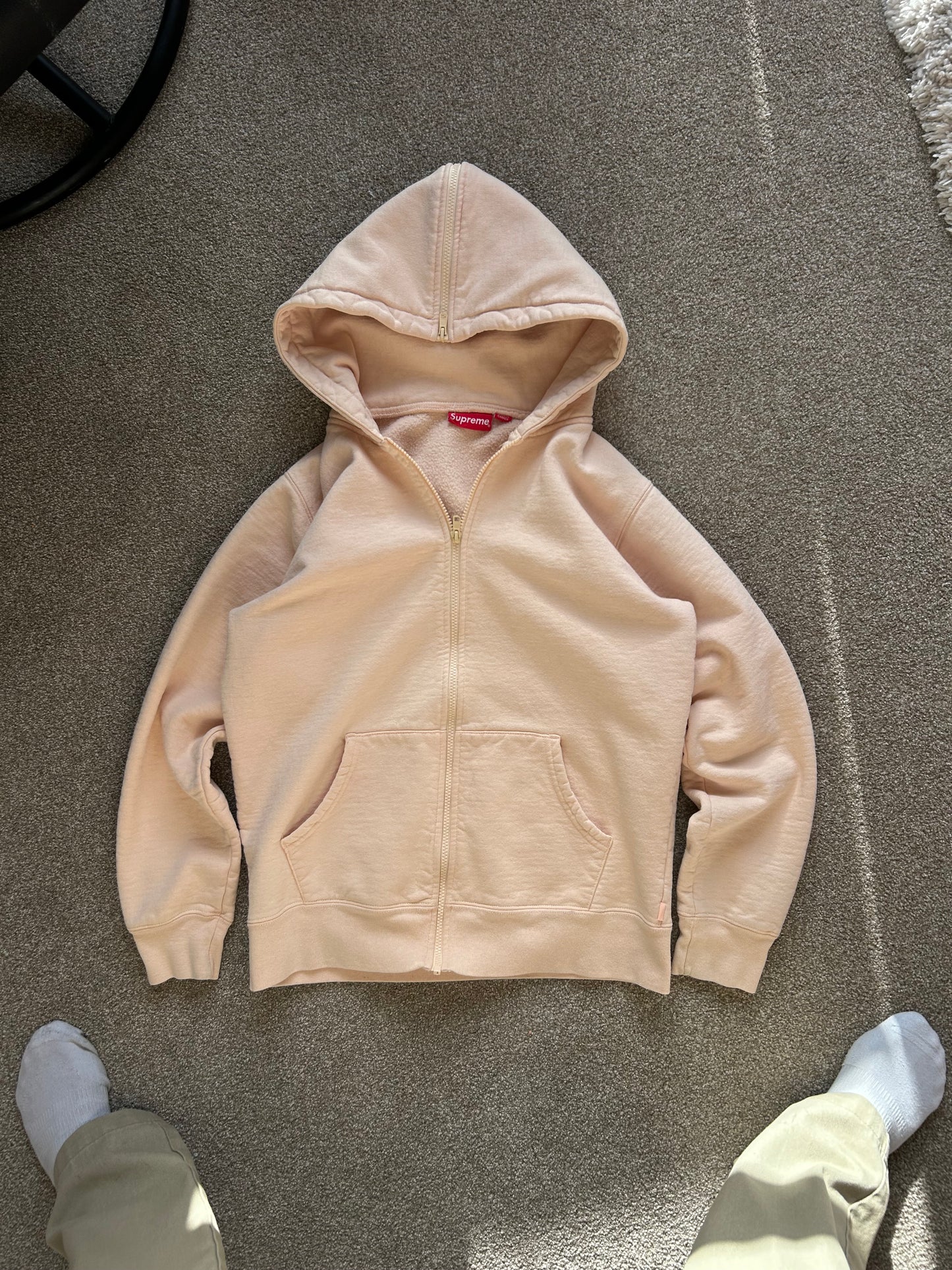 Supreme Split Hood Zip Up Sweat Peach Medium