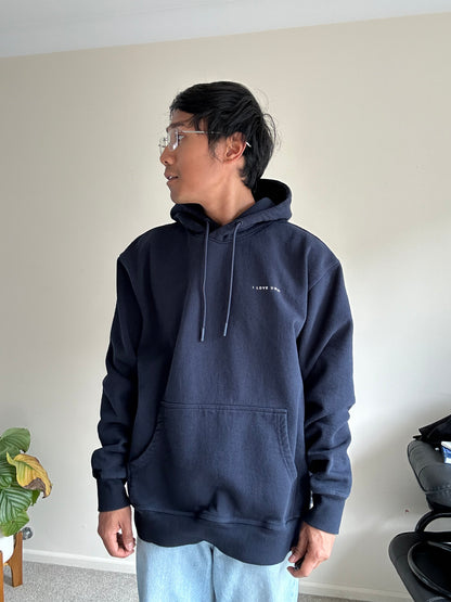 I Love Ugly Box Hood in the midnight navy Hoodie Large