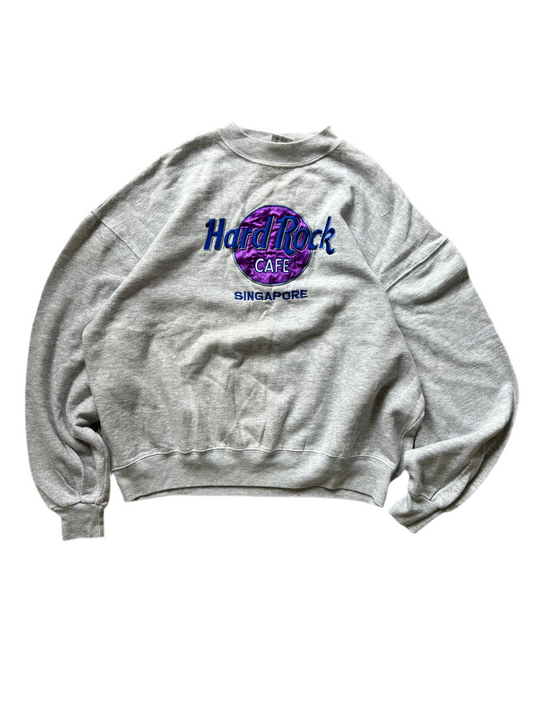 Vintage Hard Rock Cafe Singapore Embroidered  Grey Medium