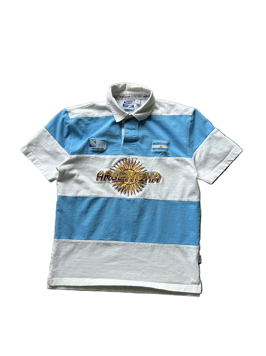 Argentina vintage-style rugby polo shirt NZ World Cup Medium White