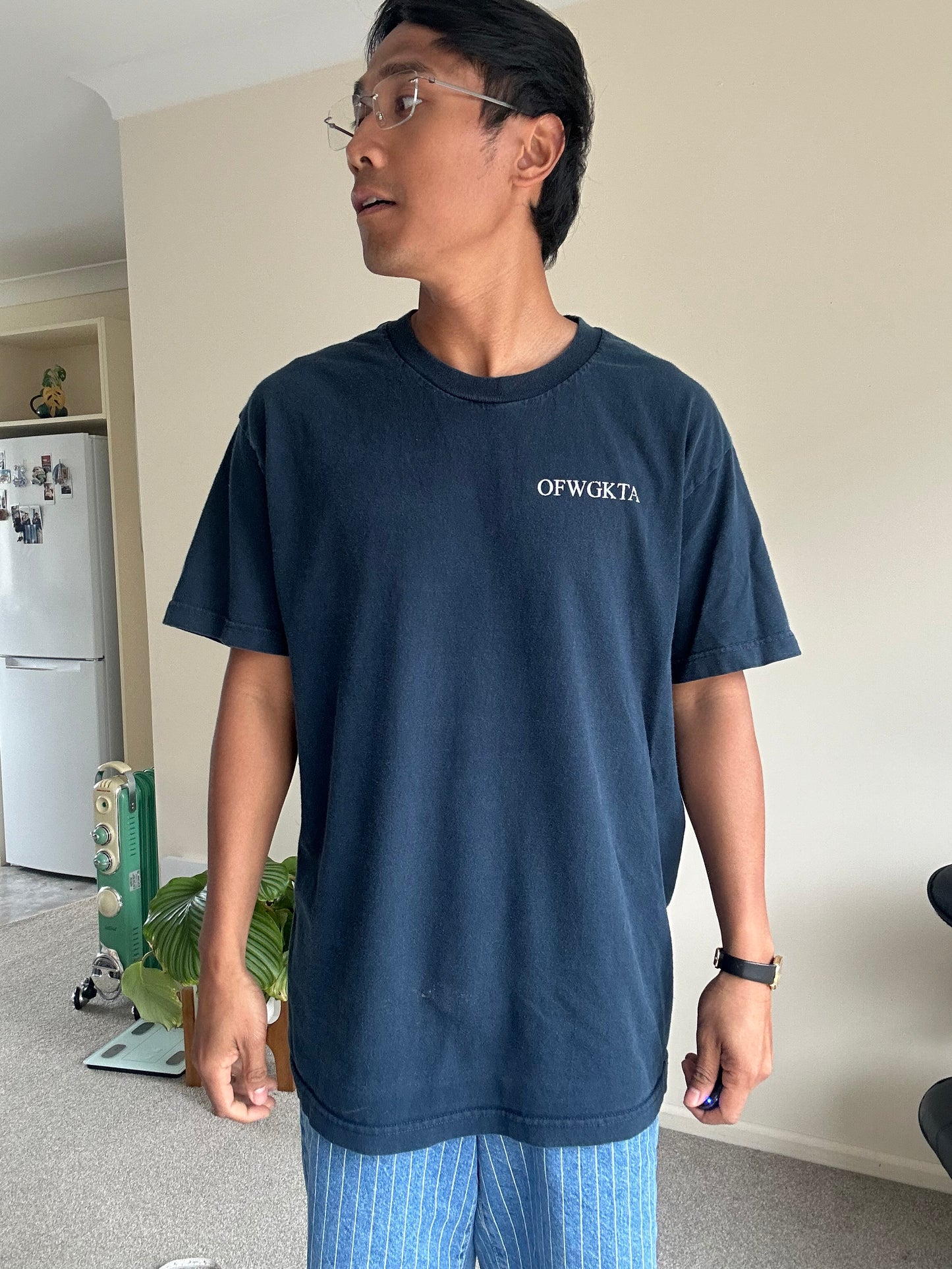 Odd Future (OFWGKTA) "Los Angeles" graphic t-shirt featuring the hip-hop collective's logo Navy Blue Large