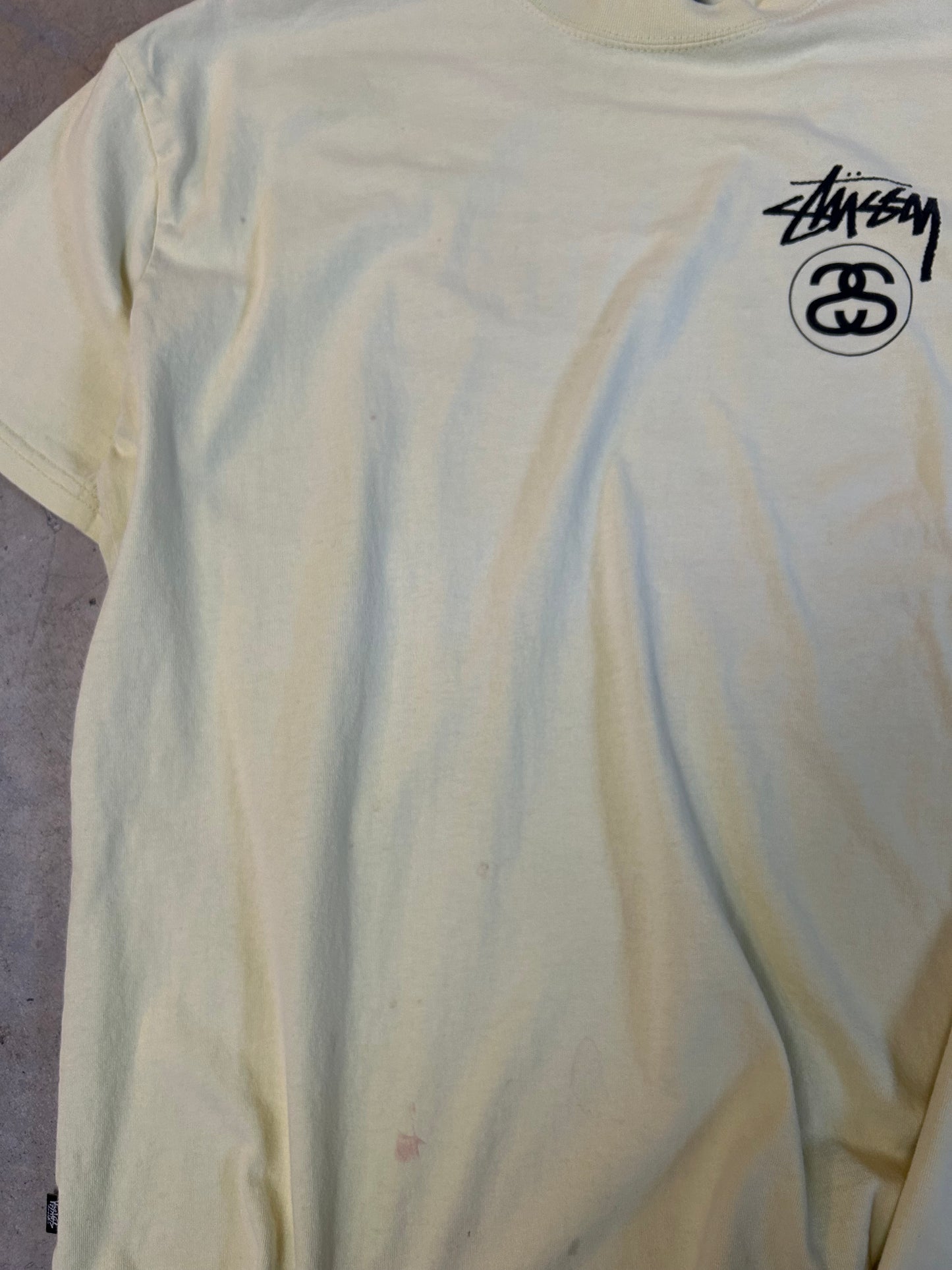 yellow Stussy Stock Link T-shirt Medium With Minimal Stains