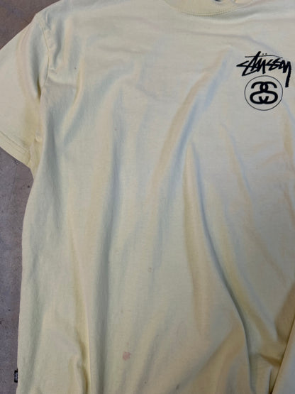 yellow Stussy Stock Link T-shirt Medium With Minimal Stains