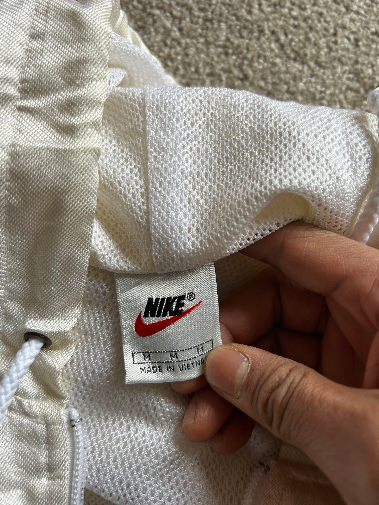 Vintage Nike Half Zip Jacket Windbreaker Shiny Cream Large