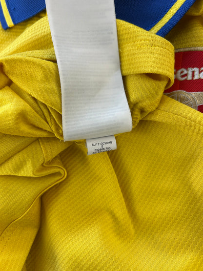 Nike Arsenal FC 2013-14 Away Jersey in yellow and blue with a polo collar Small