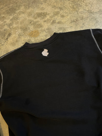 vintage black Rocawear crewneck sweatshirt featuring white contrast stitching Large