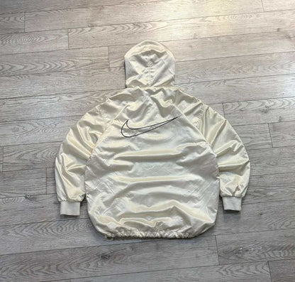 Vintage Nike Half Zip Jacket Windbreaker Shiny Cream Large