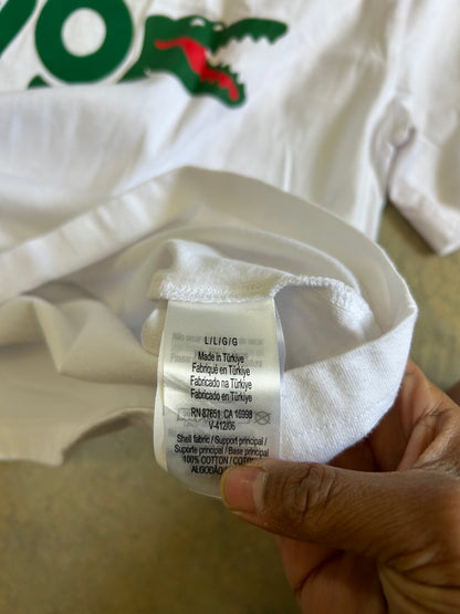 Lacoste 90th Anniversary Collector T-shirt, a limited edition piece designed to celebrate 90 years of the brand Large White